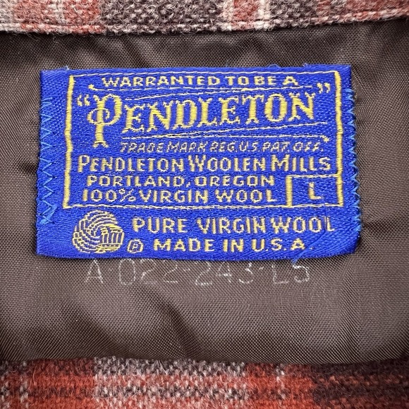 Vintage Pendleton Wool‎ Board Flannel Plaid Loop Collar Flap Pockets Men's Large - Picture 9 of 10
